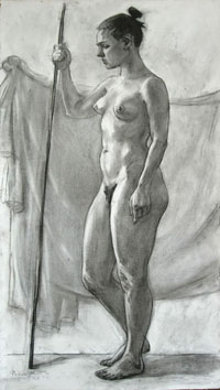 Female Figure 100x60 sm, charcoal on paper, 2011