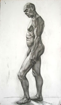 Male Figure, 130x80 sm, charcoal on paper, 2010