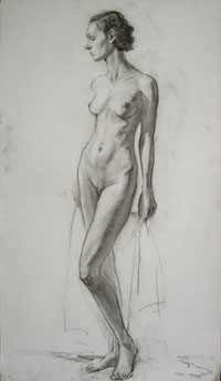 Female Figure, 130x80 sm, charcoal on paper, 2010