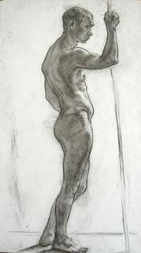 Male Figure, 100x60 sm, charcoal on paper, 2010