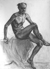Male Figure 120x80 sm, charcoal on paper, 2012