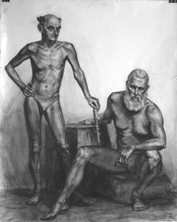 Two Male Figures120x100 sm, charcoal on paper, 2012