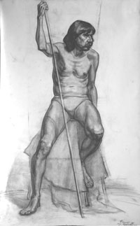 Male Figure 130x80 sm, charcoal on paper, 2012