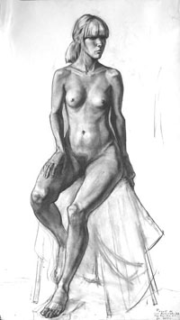 Female Figure130x80 sm, charcoal on paper, 2012