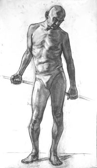 Male Figure, 130x80 sm, charcoal on paper, 2012