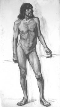 Male Figure, 130x80sm, charcoal on paper, 2012