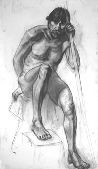 Male Figure 130x80 sm, charcoal on paper, 2012