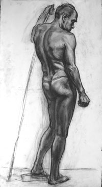 Male Figure 100x60 sm, charcoal on paper, 2012