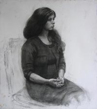Female Portrait  80x90 sm, charcoal on paper, 2010 