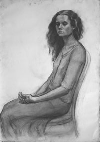 Female Portrait  700x90 sm, charcoal on paper, 2012