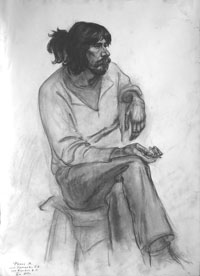Male Portrait  120x90 sm, charcoal on paper, 2012